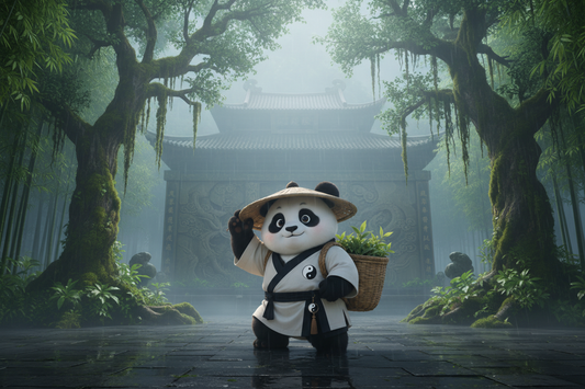 TaijiPanda AFENG meditating in the mist at Fayu Temple, Putuo Island — dharma rain, Water element, and the science of overnight sleep restoration