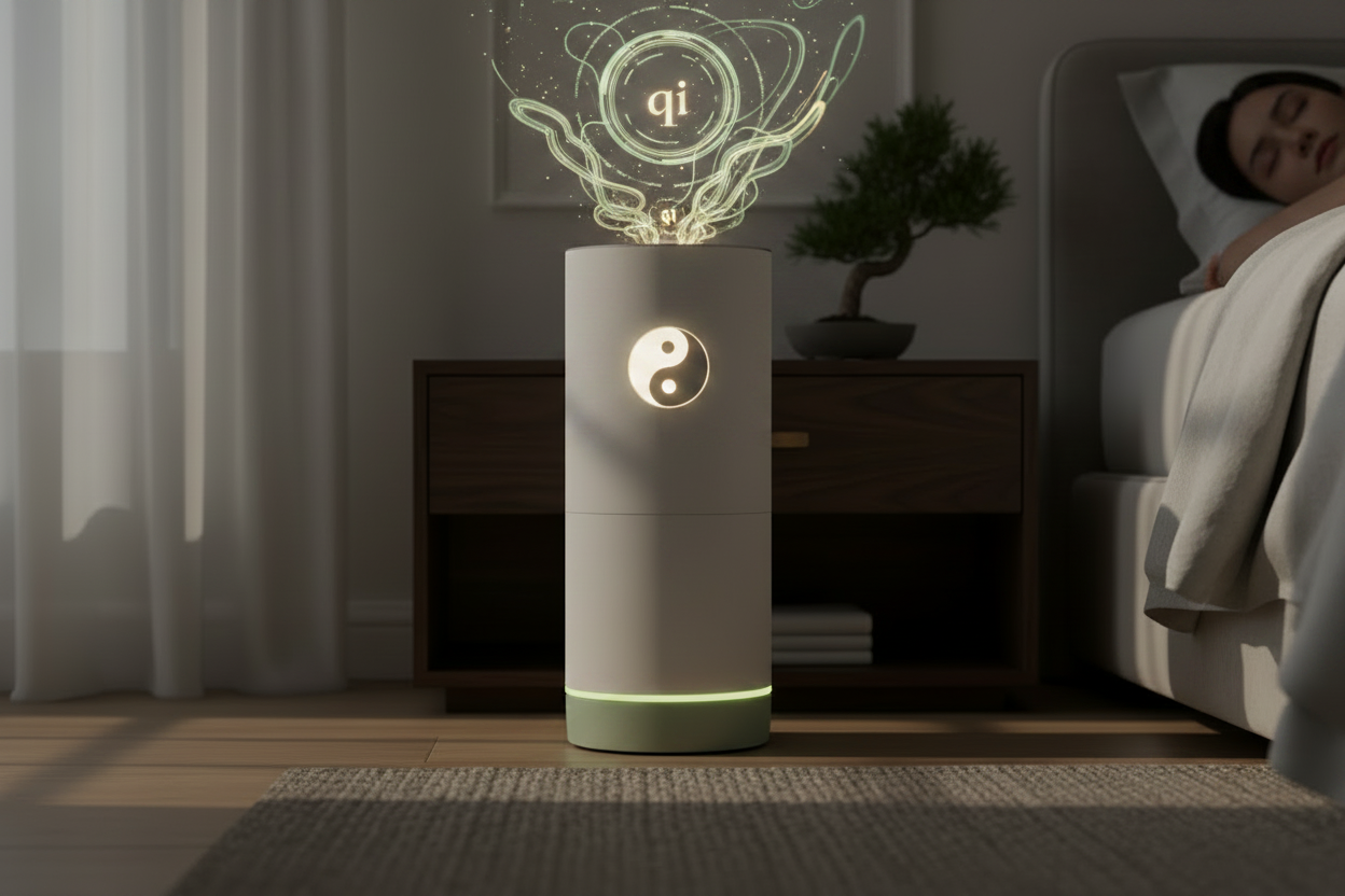 Taiji Sleep Coach — Night Holographic Scene
